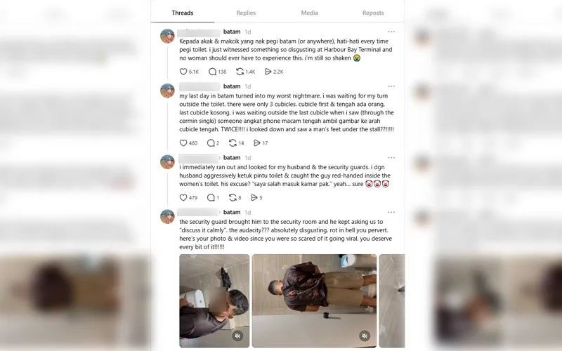 Heboh di Media Sosial, Wisatawan Malaysia Diduga Direkam Diam-diam di Toilet Wanita Batam